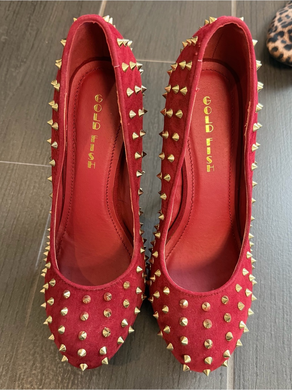 Women's Red Studded Pumps